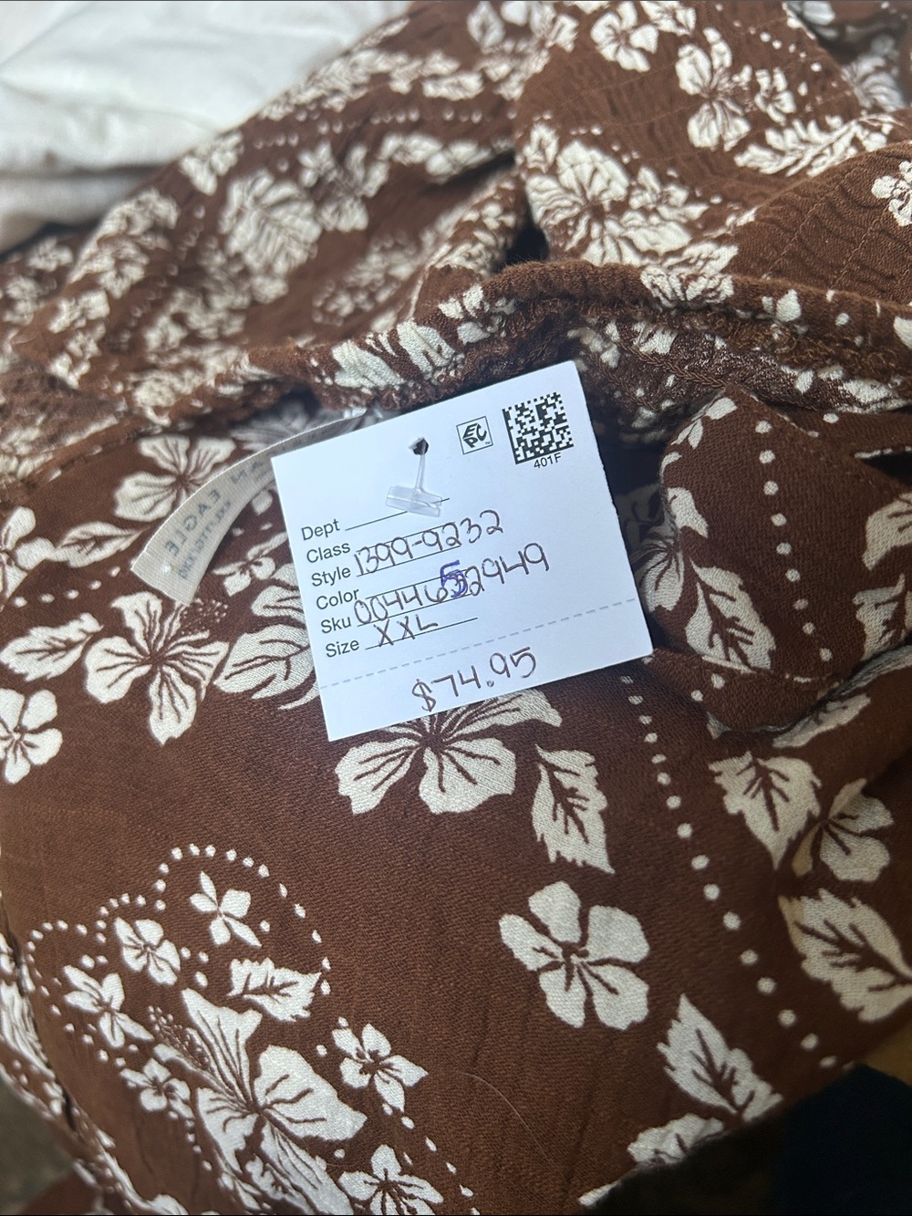 NWT AE Smocked Women’s Brown Printed Wide-Leg Jumpsuit - Picture 9 of 9